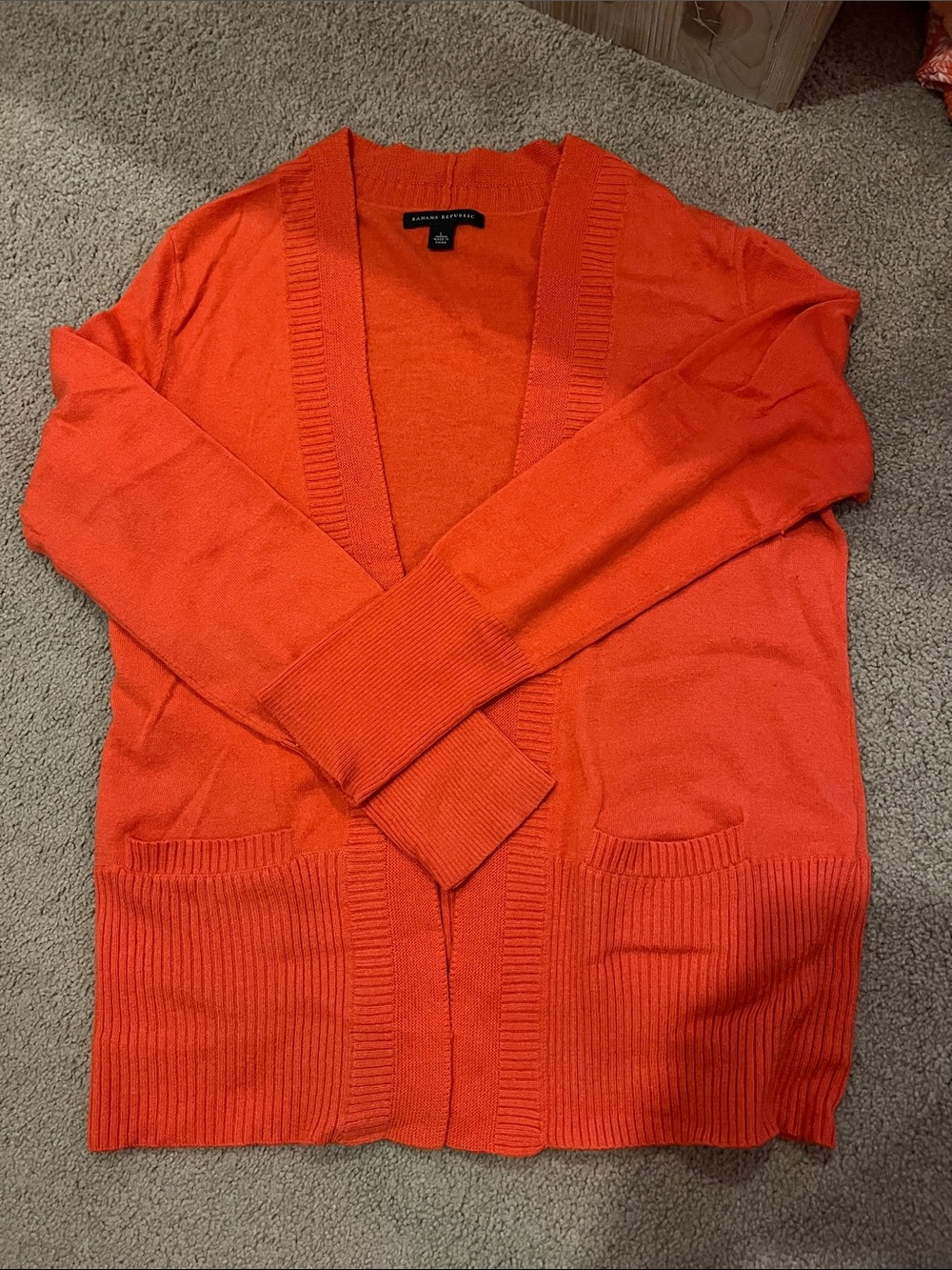 Banana Republic Bright Orange Open-Front Cardigan